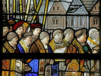 Window depicting a procession of the Holy Sacrament (detail), 1530 by French School